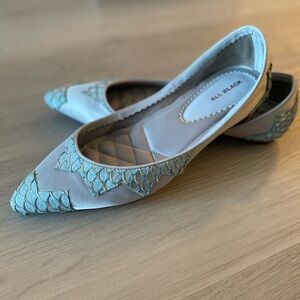 All Black Women's Blue and Cream Loafers